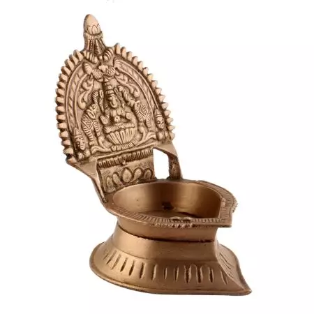 Indian Handmade Unique Ashtadhatu Oil Lamp Goddess Laxmi Diya